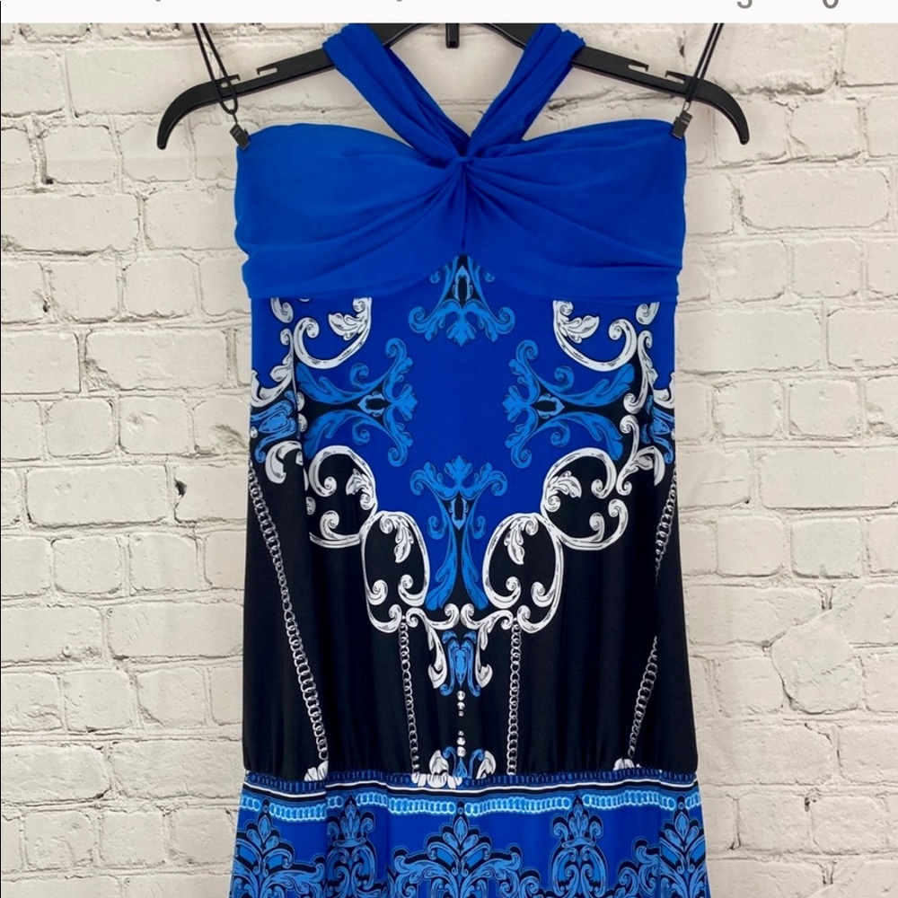 CACHE hard to find cobalt blue halter dress